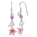 Sterling Silver Amethyst/CZ/Agate and Blue Topaz Flower Earrings