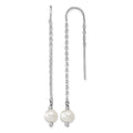 Sterling Silver Rhodium-plated 6-7mm White FWC Pearl Threader Earrings