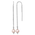 Sterling Silver Rhodium-plated 6-7mm Pink FWC Pearl Threader Earrings