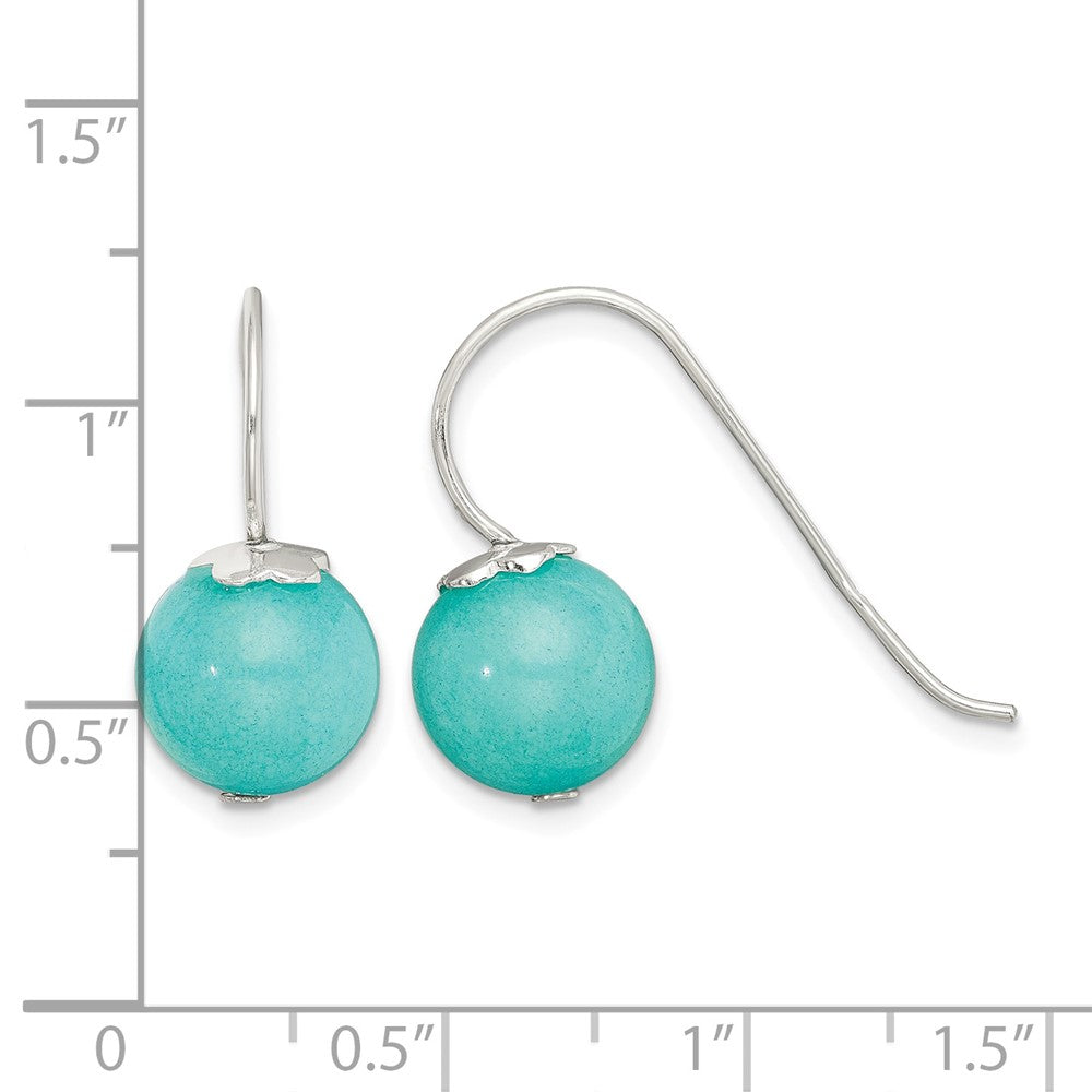Sterling Silver Polished 10mm Round Blue Quartz Dangle Earrings