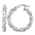 Sterling Silver Rhodium-plated 4x20mmTwisted Hoop Earrings