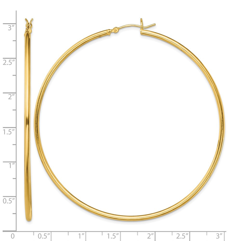 Sterling Silver Gold-Tone Polished 2x70mm Hoop Earrings