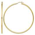 Sterling Silver Gold-Tone Polished 2x65mm Hoop Earrings