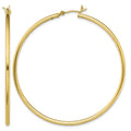 Sterling Silver Gold-Tone Polished 2x55mm Hoop Earrings