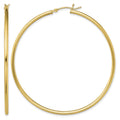 Sterling Silver Gold-Tone Polished 2x60mm Hoop Earrings