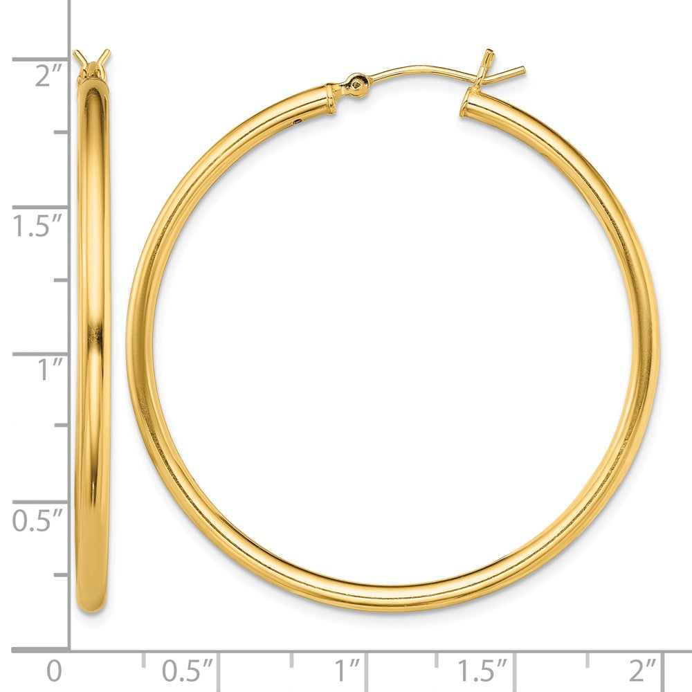 Sterling Silver Gold-Tone Polished 2x45mm Hoop Earrings
