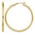 Sterling Silver Gold-Tone Polished 2x45mm Hoop Earrings