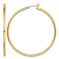 Sterling Silver Gold-Tone Polished 2x50mm Hoop Earrings