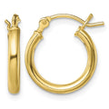 Sterling Silver Gold-Tone Polished 2x14mm Hoop Earrings