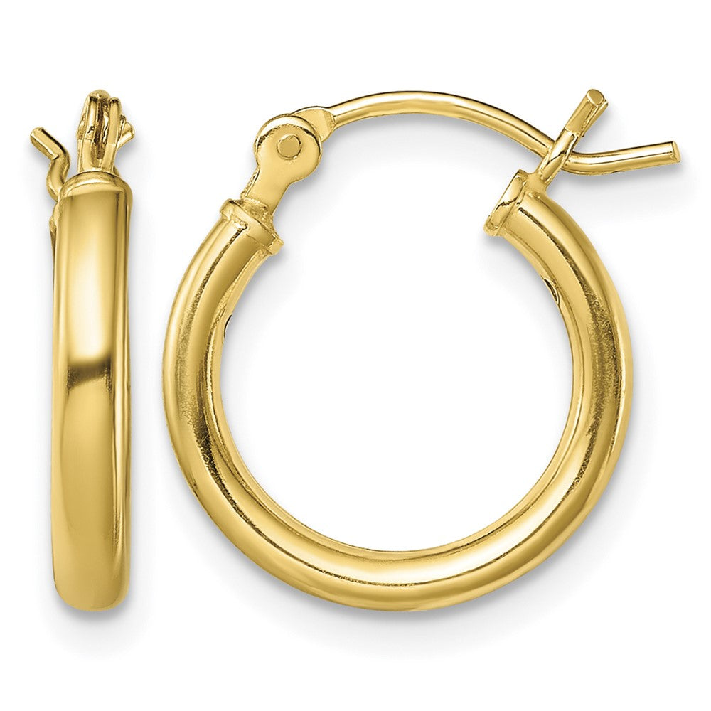Sterling Silver Gold-Tone Polished 2x14mm Hoop Earrings
