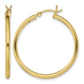 Sterling Silver Gold-Tone Polished 2x30mm Hoop Earrings