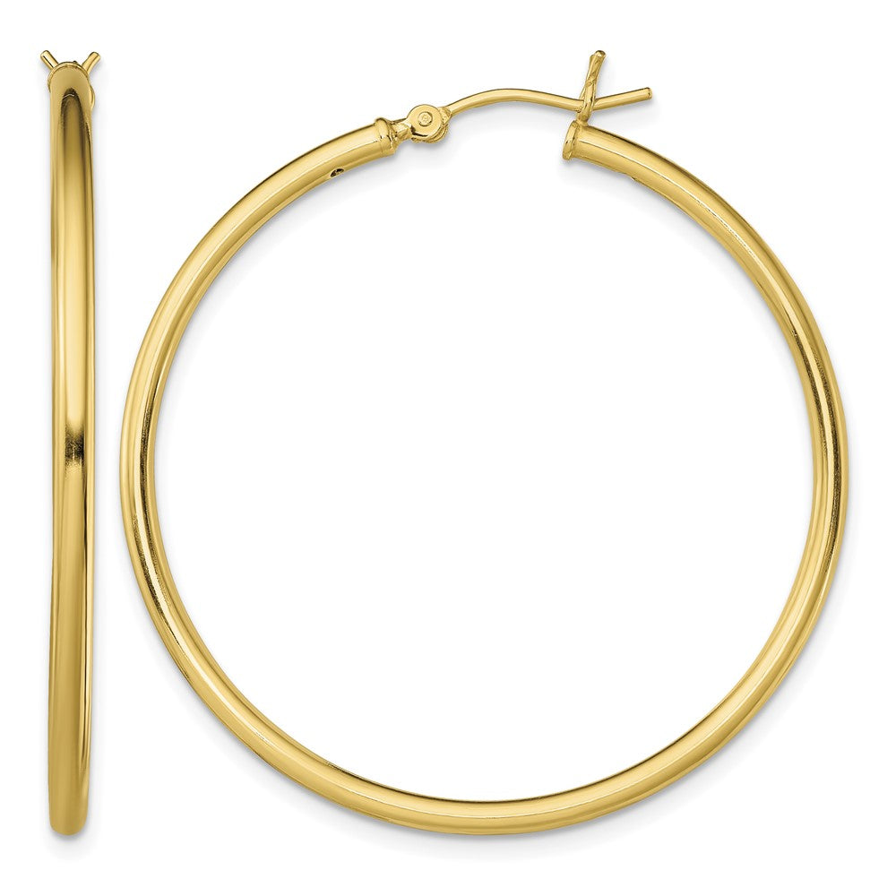 Sterling Silver Gold-Tone Polished 2x40mm Hoop Earrings