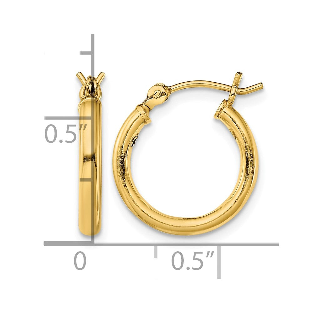 Sterling Silver Gold-Tone Polished 2x15mm Hoop Earrings