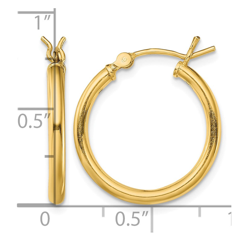 Sterling Silver Gold-Tone Polished 2x20mm Hoop Earrings