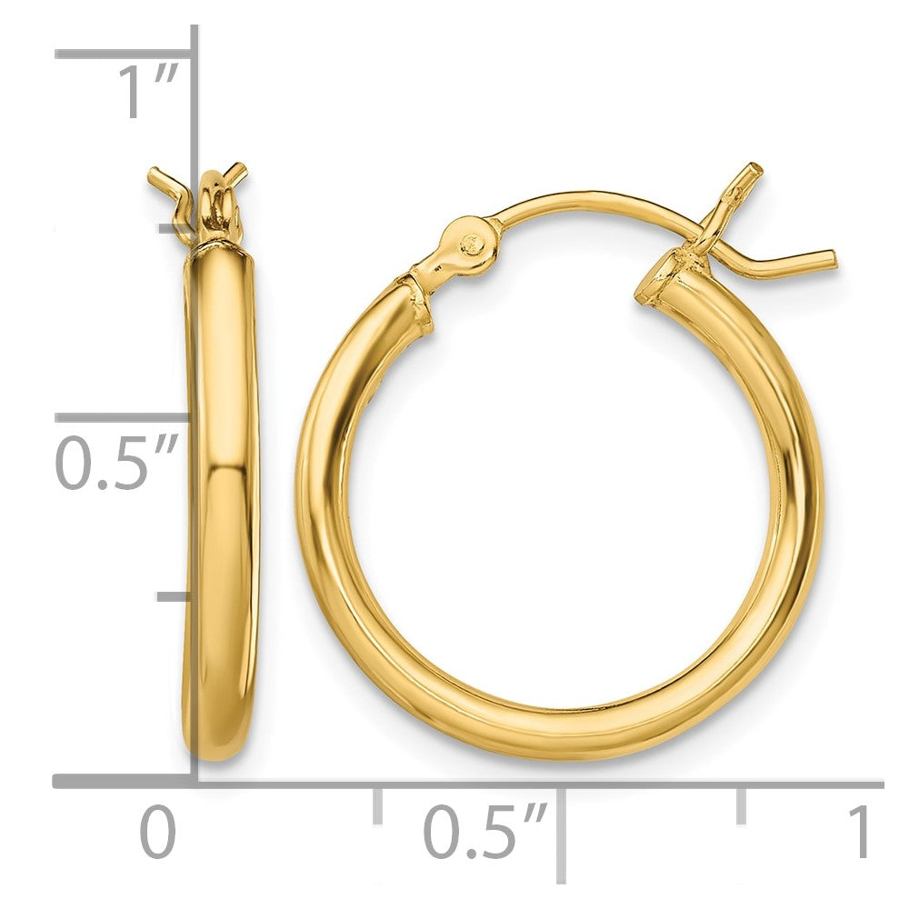 Sterling Silver Gold-Tone Polished 2x18mm Hoop Earrings