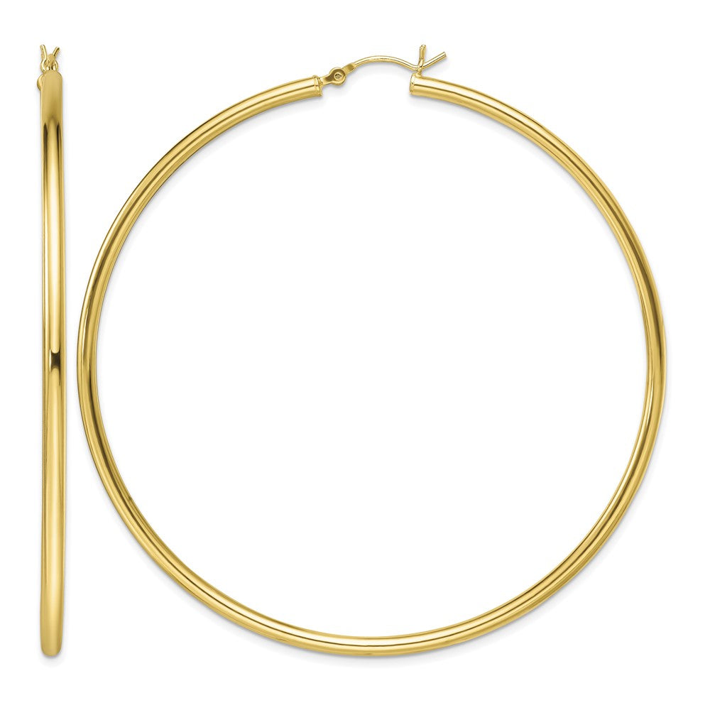 Sterling Silver Gold-Tone Polished 2.5x70mm Hoop Earrings