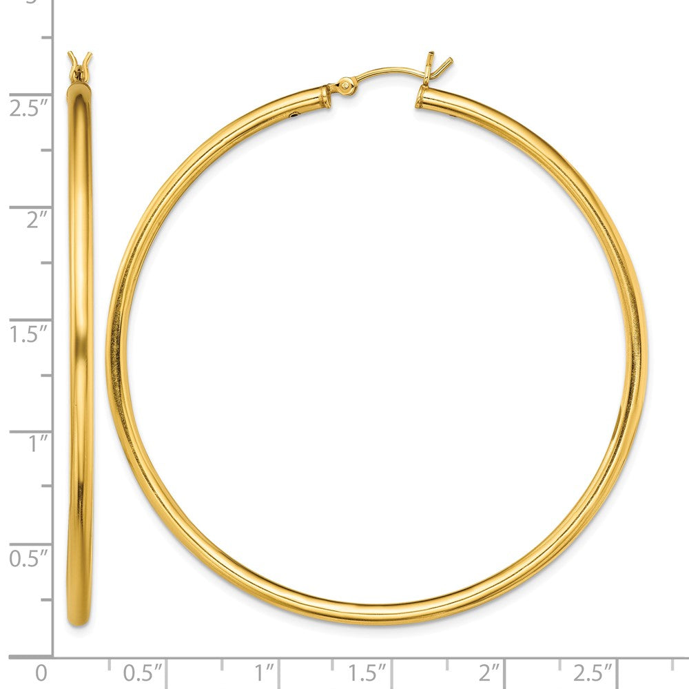 Sterling Silver Gold-Tone Polished 2.5x60mm Hoop Earrings