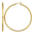 Sterling Silver Gold-Tone Polished 2.5x60mm Hoop Earrings