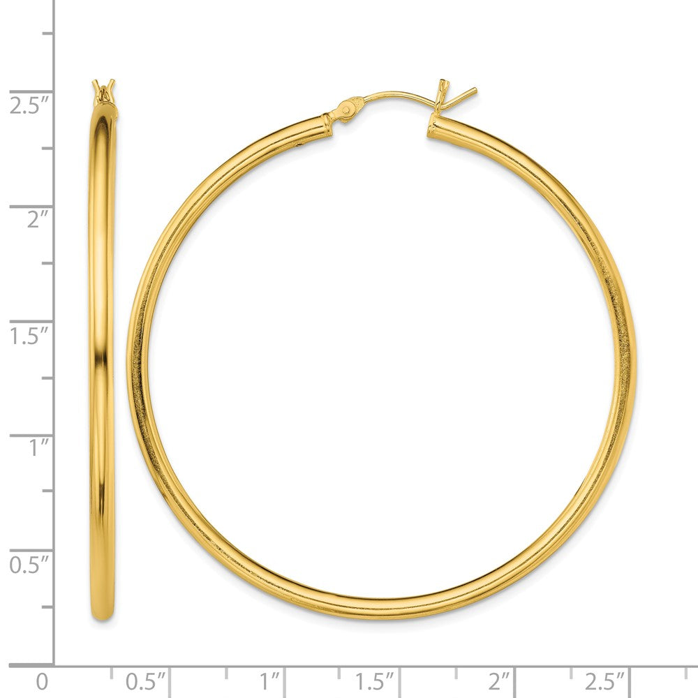 Sterling Silver Gold-Tone Polished 2.5x55mm Hoop Earrings