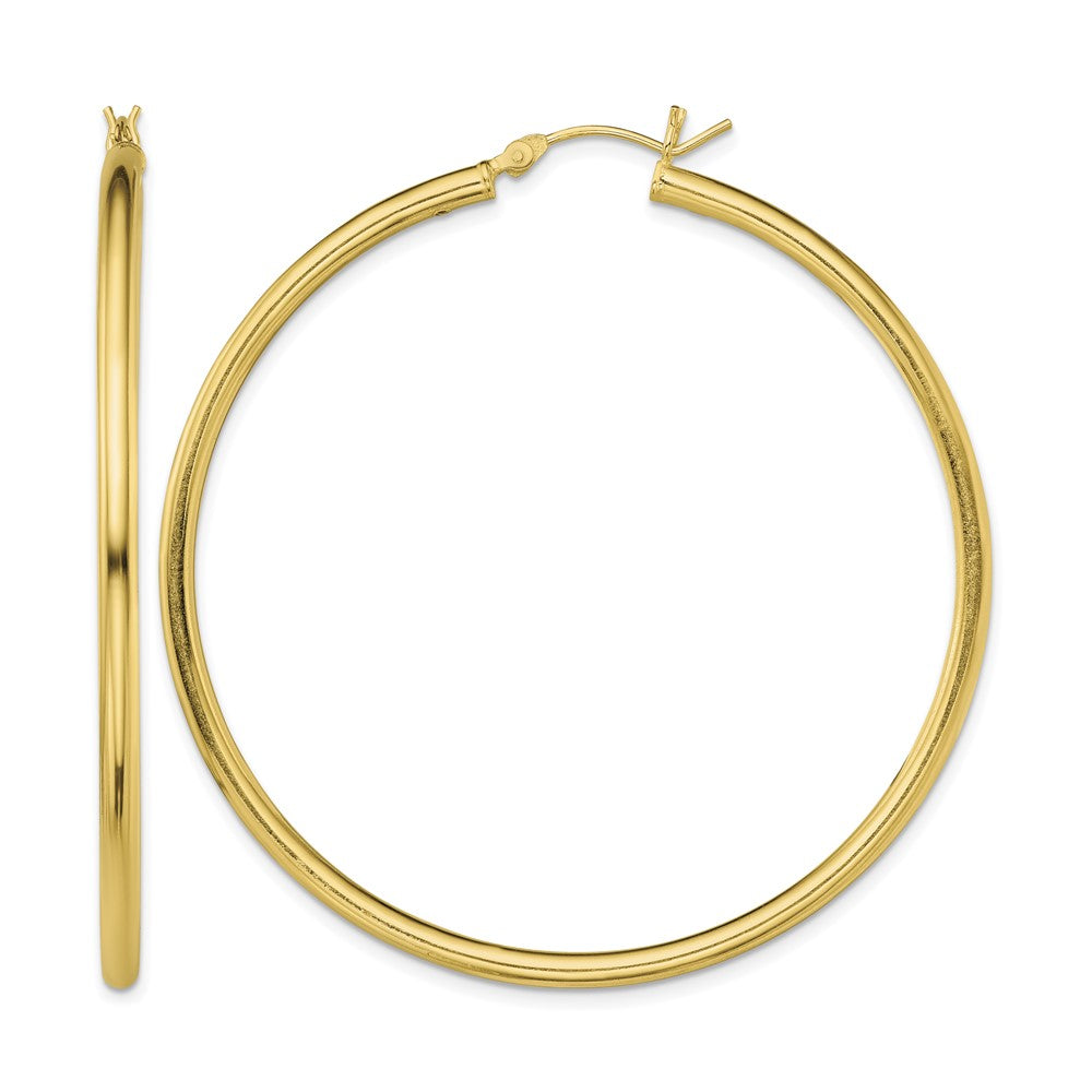 Sterling Silver Gold-Tone Polished 2.5x55mm Hoop Earrings