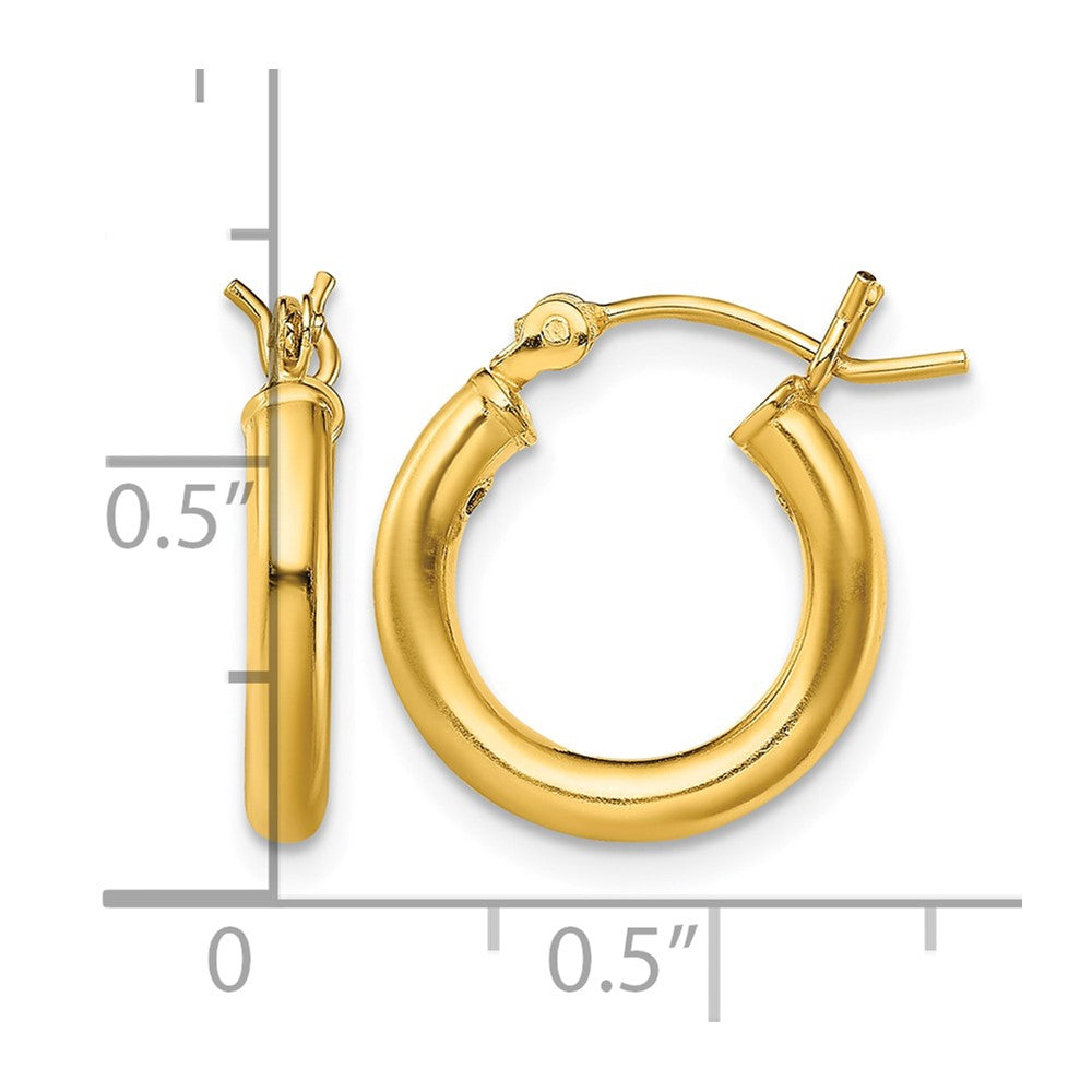 Sterling Silver Gold-Tone Polished 2.5x15mm Hoop Earrings