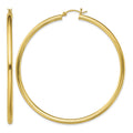 Sterling Silver Gold-Tone Polished 3x65mm Hoop Earrings