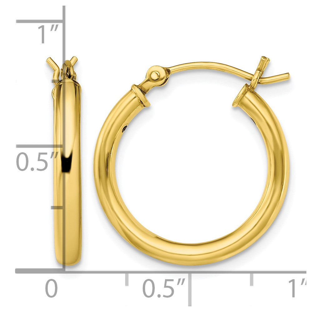 Sterling Silver Gold-Tone Polished 2.5x20mm Hoop Earrings