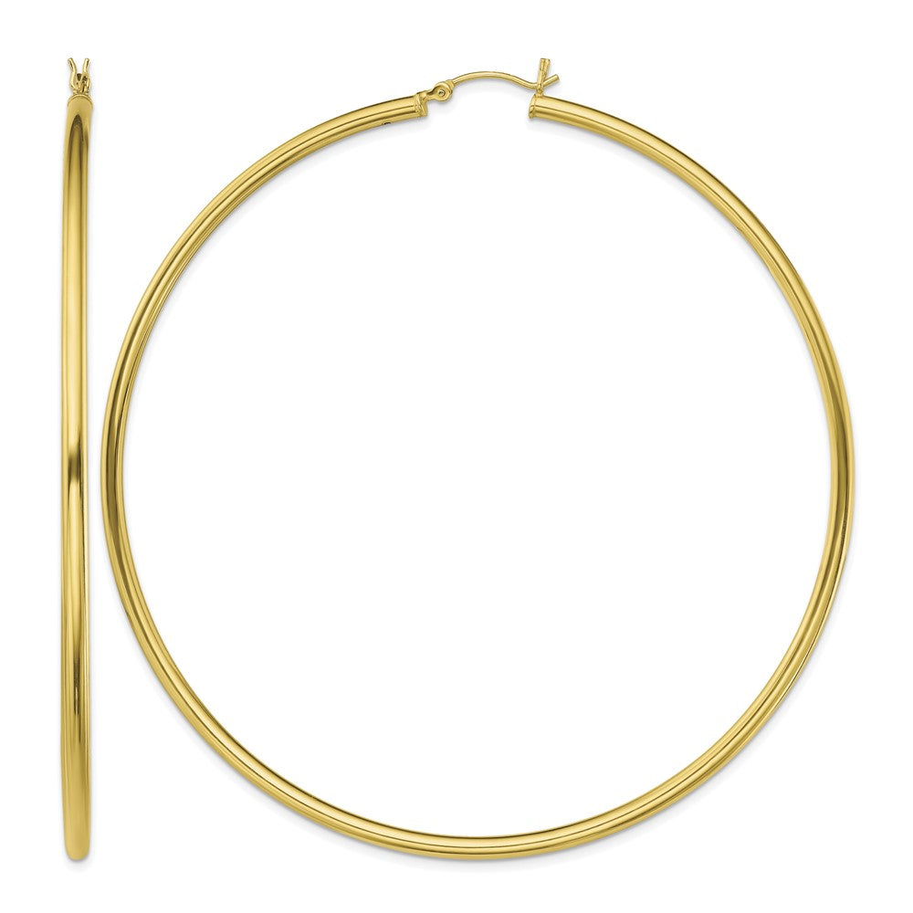 Sterling Silver Gold-Tone Polished 2.5x80mm Hoop Earrings