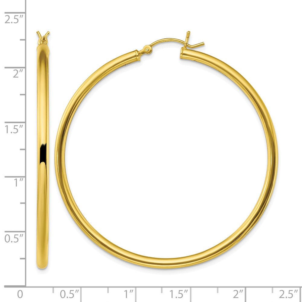 Sterling Silver Gold-Tone Polished 2.5x50mm Hoop Earrings