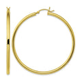 Sterling Silver Gold-Tone Polished 2.5x50mm Hoop Earrings