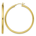 Sterling Silver Gold-Tone Polished 3x50mm Hoop Earrings