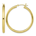 Sterling Silver Gold-Tone Polished 3x40mm Hoop Earrings
