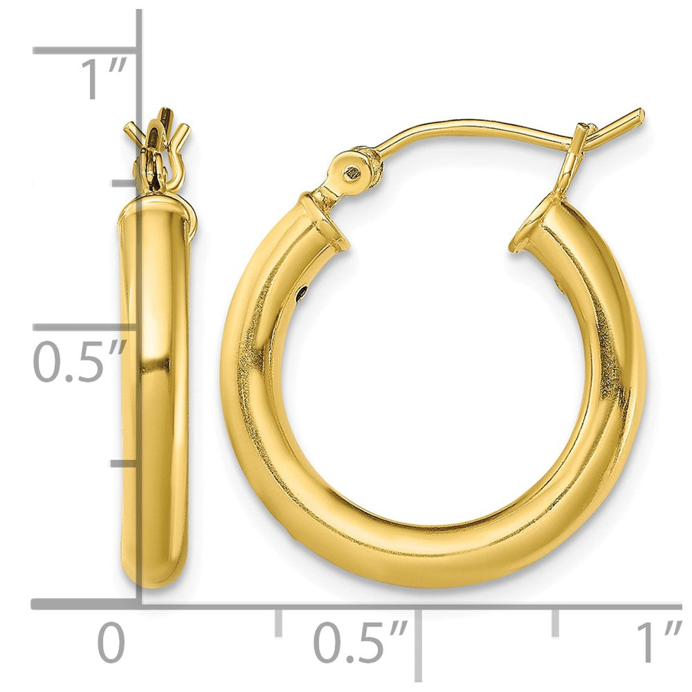 Sterling Silver Gold-Tone Polished 3x20mm Hoop Earrings