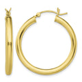 Sterling Silver Gold-Tone Polished 3x30mm Hoop Earrings