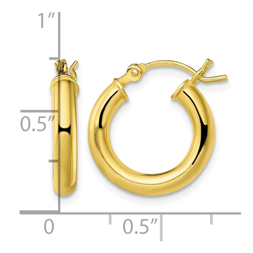 Sterling Silver Gold-Tone Polished 3x16mm Hoop Earrings