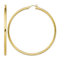 Sterling Silver Gold-Tone Polished 3x70mm Hoop Earrings