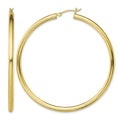 Sterling Silver Gold-Tone Polished 3x60mm Hoop Earrings