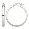 Sterling Silver Polished 4mm Round Hoop Earrings