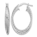 Sterling Silver Rhodium-plated Polished and Textured Triple Hoops