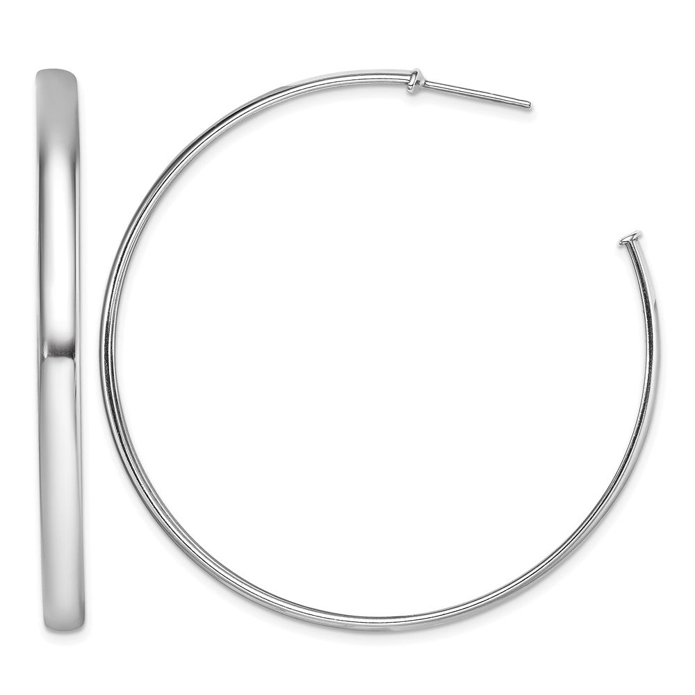 Sterling Silver Rhodium-plated Polished 3.8mm Post Hoops