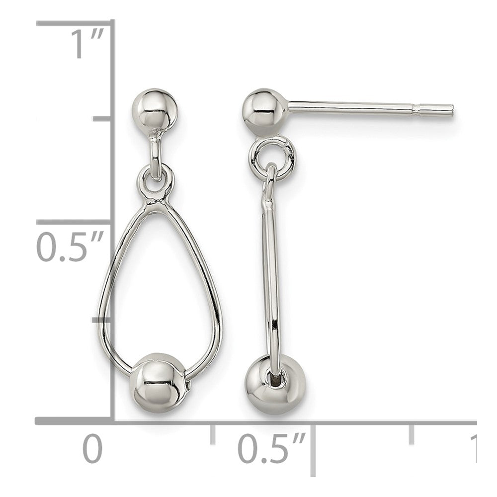 Sterling Silver Polished Teardrop w/Bead Post Dangle Earrings