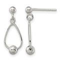 Sterling Silver Polished Teardrop w/Bead Post Dangle Earrings