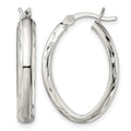 Sterling Silver Polished Diamond-cut Edge 4.25mm Oval Hoop Earrings