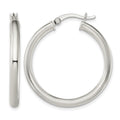 Sterling Silver Polished 3.5mm Round Hoop Earrings
