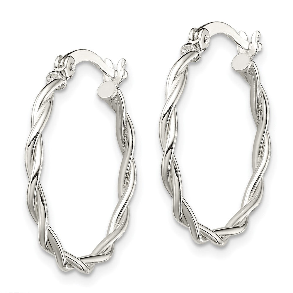 Sterling Silver Polished Braided 22mm Hoop Earrings