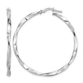 Sterling Silver Rhodium-plated Polished Twisted 2.5x40mm Hoop Earrings
