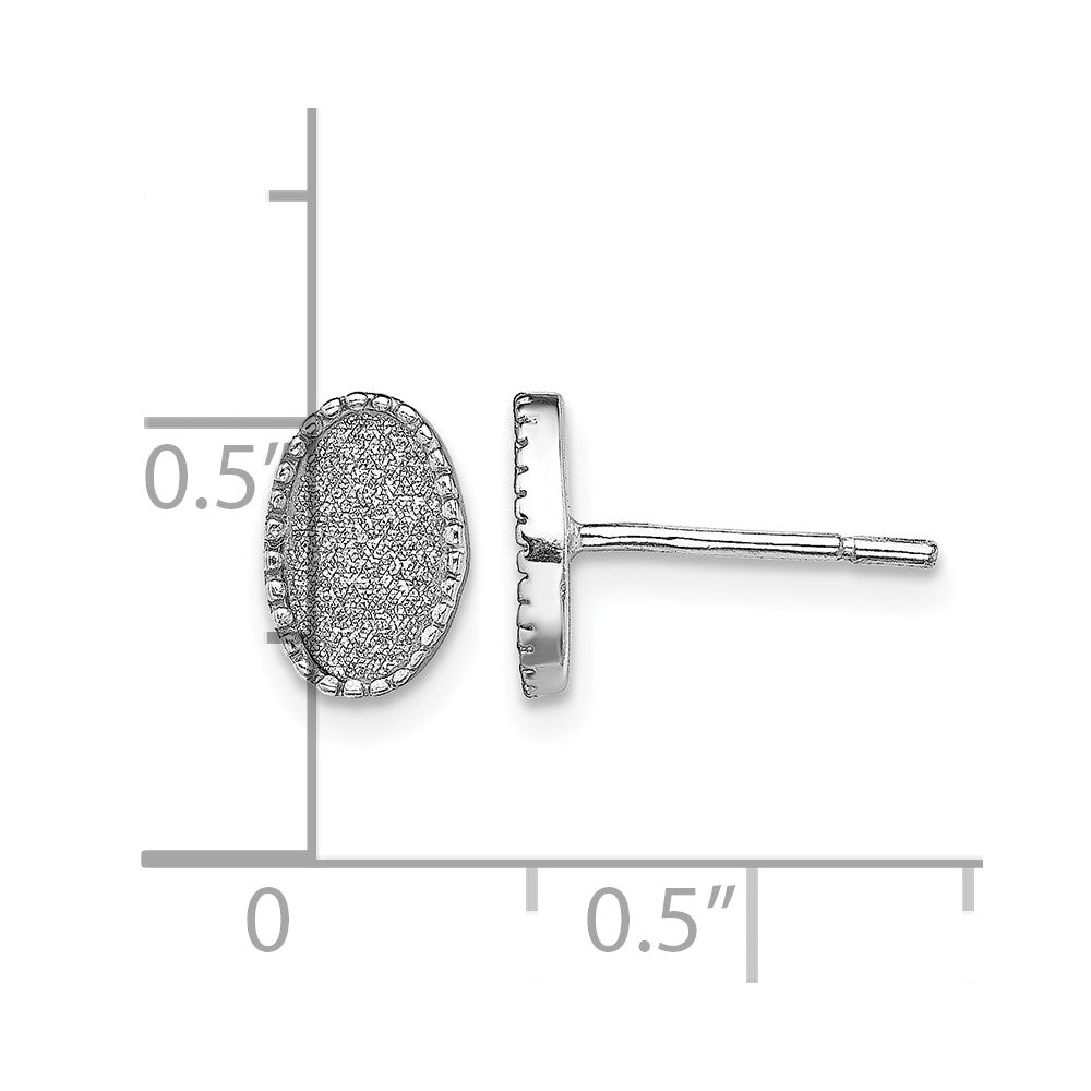 Sterling Silver Rhodium-plated Enamel Glitter Fabric Oval Post Earrings
