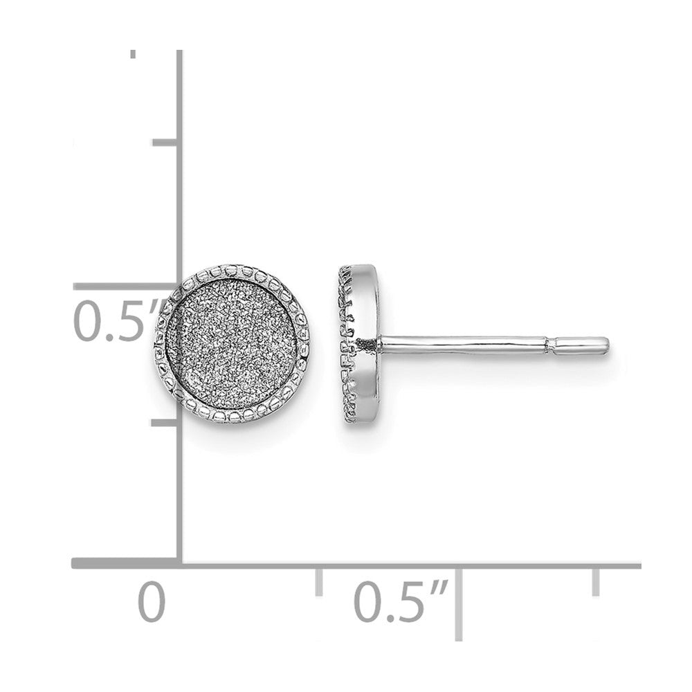 Sterling Silver Rhodium-plated Enamel Glitter Fabric Round Post Earrings