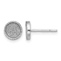 Sterling Silver Rhodium-plated Enamel Glitter Fabric Round Post Earrings