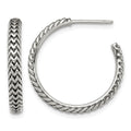 Sterling Silver Antiqued Large Zig Zag Hoop Post Earrings